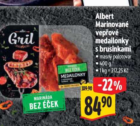 Albert Marinované vepřové medailonky s brusinkami 400 g