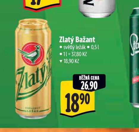 Zlatý bažant, světlé pivo (plechovka) 500ml