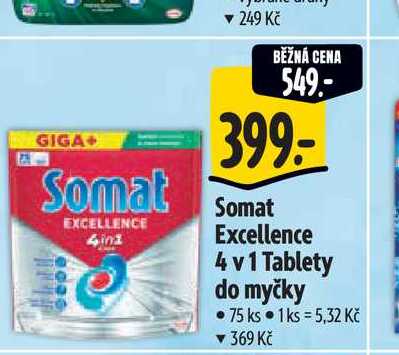   Somat Excellence 4 v 1 Tablety do myčky 75 ks 
