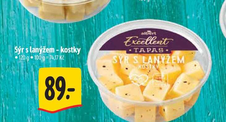 Sýr s lanýžem - kostky 120 g