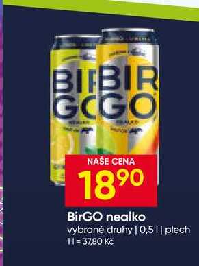 BirGO nealko vybrané druhy 0,5l plech 