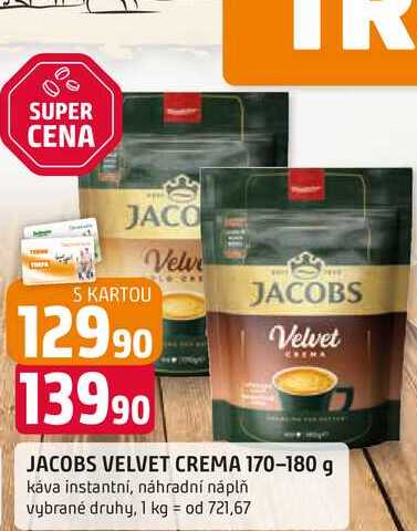 JACOBS VELVET CREMA 170-180 g káva instantní, náhradní náplň