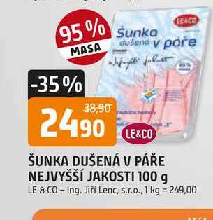 Šunka dušená v páře nejvyšší jakosti 100g