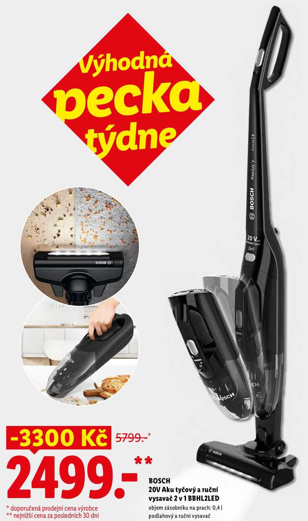 BOSCH 20V Aku tyčový a ruční vysavač 2 v 1 BBHL2LED
