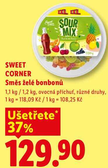SWEET CORNER Směs želé bonbonů, 1,1 kg/1,2 kg