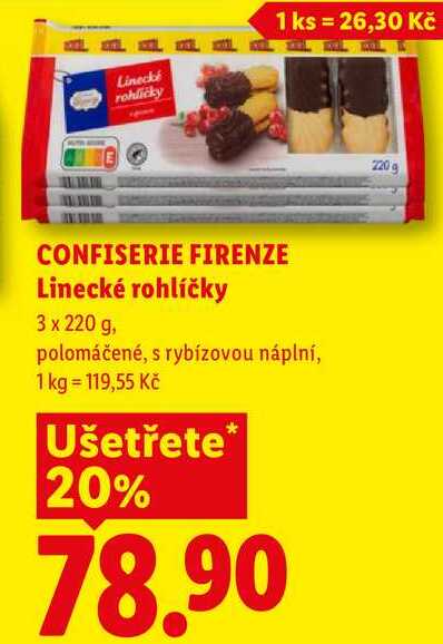 CONFISERIE FIRENZE Linecké rohlíčky, 3x 220 g