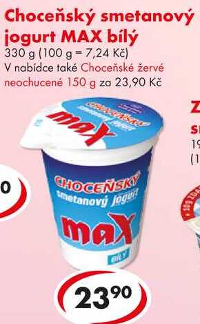 Choceňský smetanový jogurt MAX bílý, 330 g
