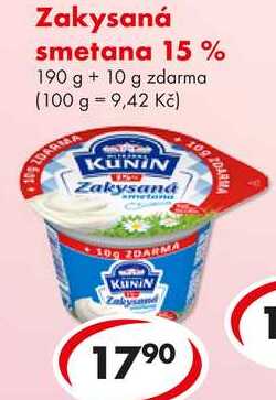 Zakysaná smetana 15%, 190 g + 10 g zdarma