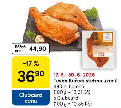 Tesco Kuřecí stehna uzená, 340 g, balená