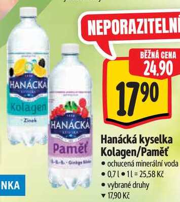 Hanácká kyselka Kolagen/Paměť, 0,7 l