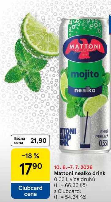 Mattoni nealko drink, 0.33 I, více druhů  