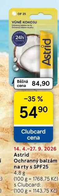 Astrid Ochranný balzám na rty s SPF25, 4.8 g  