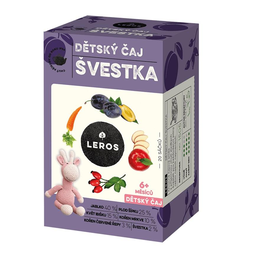 Leros Dětský čaj švestka 6m 20x2g