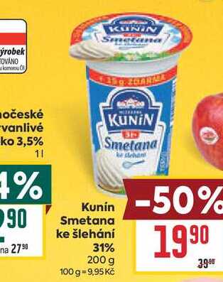 Kunín Smetana ke šlehání 31% 200 g