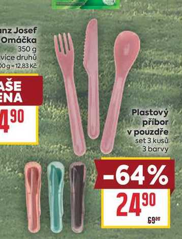 Plastový příbor v pouzdře set 3 kusů 3 barvy