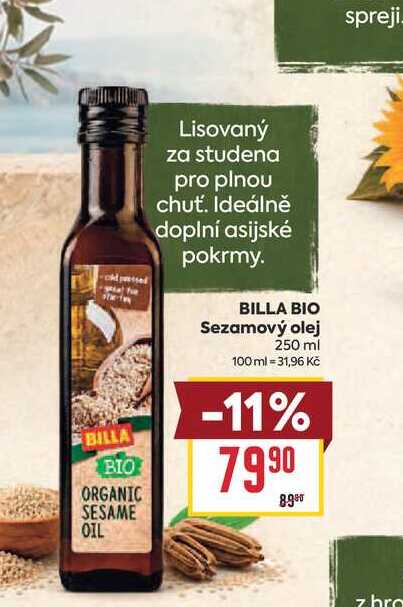 BILLA BIO Sezamový olej 250 ml 