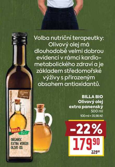 BILLA BIO Olivový olej extra panenský 500 ml 