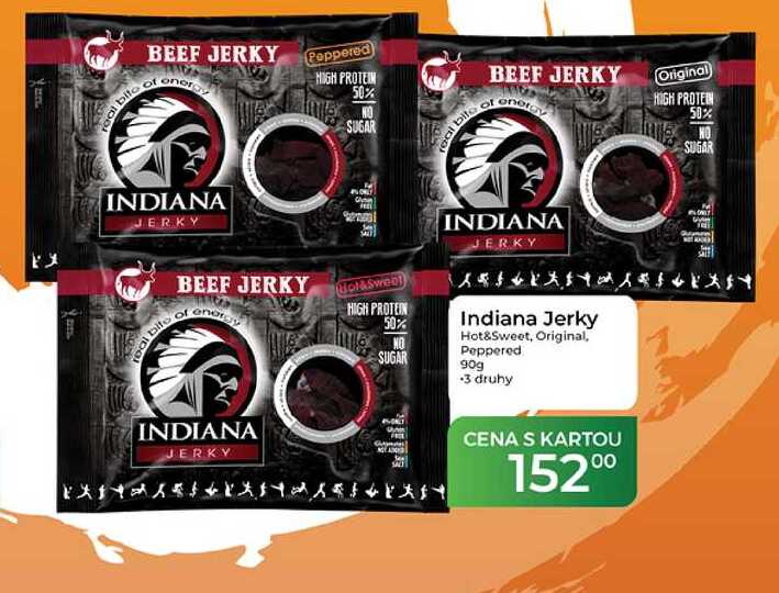 Indiana Jerky Hot&Sweet, Original, Peppered 90g 