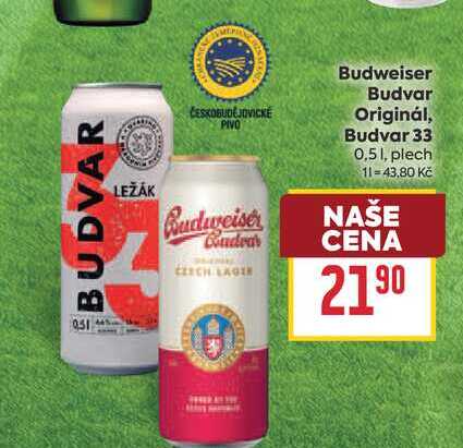 Budweiser Budvar Originál, Budvar 33 0,51, plech