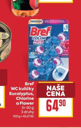 Bref WC kuličky Eucalyptus, Chlorine a Flower 3× 50 g