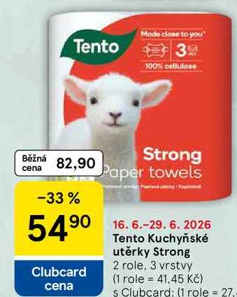 Tento Kuchyňské utěrky Strong, 2 role, 3 vrstvy 
