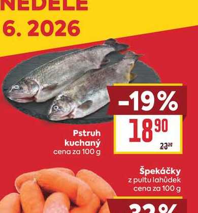 Pstruh kuchaný cena za 100 g