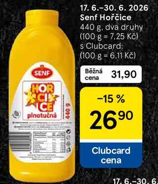 Senf Hořčice, 440 g. dva druhy