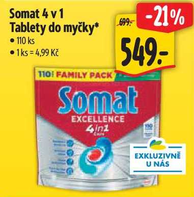Somat 4 v 1 Tablety do myčky, 110 ks