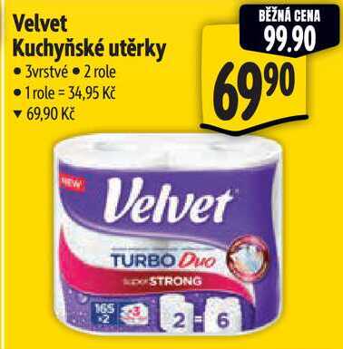 Velvet Kuchyňské utěrky, 2 role