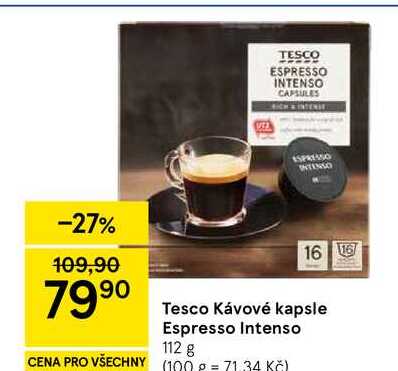 Tesco Kávové kapsle Espresso Intenso, 112 g