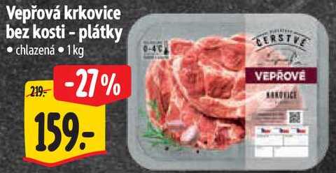 Vepřová krkovice bez kosti - plátky, 1 kg
