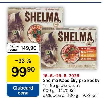 Shelma Kapsičky pro kočky, 12× 85 g