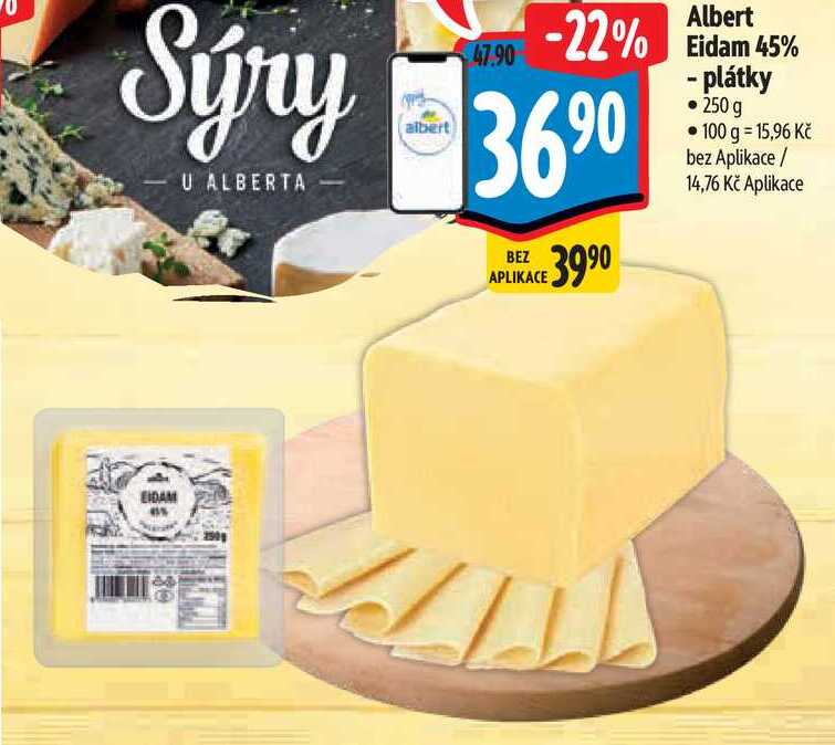 Albert Eidam 45% - plátky, 250 g