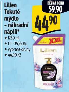 Lilien Tekuté mýdlo - náhradní náplň, 1250 ml