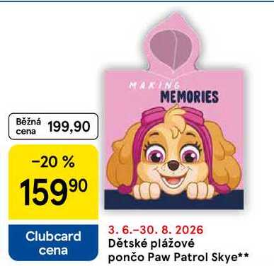 Dětské plážové pončo Paw Patrol Skye