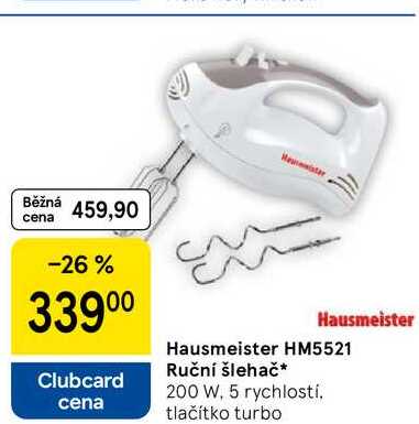 Hausmeister HM5521 Ruční šlehač, 200 W, 5 rychlostí. tlačítko turbo