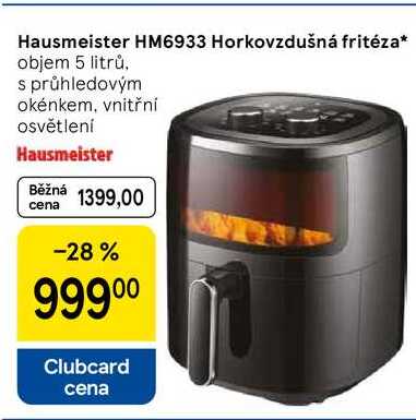 Hausmeister HM6933 Horkovzdušná fritéza, objem 5 litrů, s průhledovým okénkem, vnitřní osvětlení