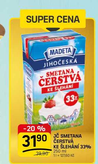 JČ SMETANA ČERSTVÁ KE ŠLEHÁNÍ 33% 250 ml 